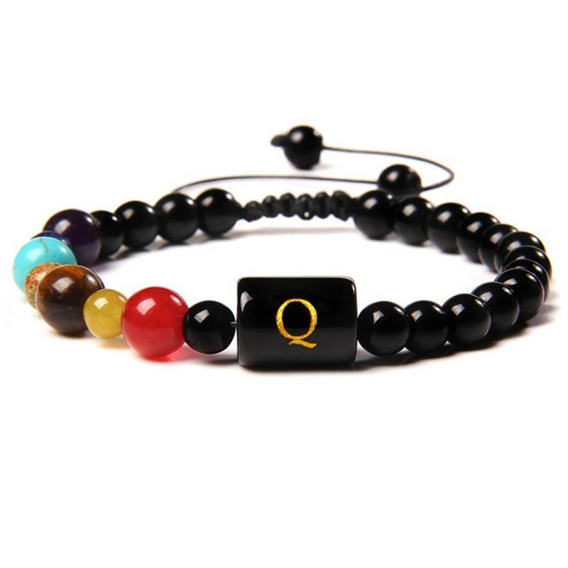 26-letter Seven-pulse Stone Yoga Bracelet Hand-woven