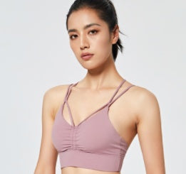 Sexy Beautiful Back Sports Underwear Women's  Yoga Shockproof Bra Cross Thin Shoulder Straps