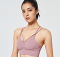 Sexy Beautiful Back Sports Underwear Women's  Yoga Shockproof Bra Cross Thin Shoulder Straps