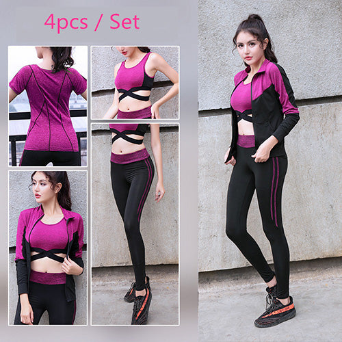 Women's Running Fitness Yoga Fitness Exercise Four piece Set