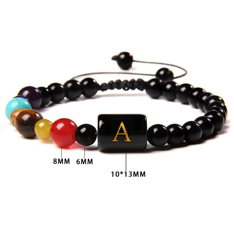 26-letter Seven-pulse Stone Yoga Bracelet Hand-woven