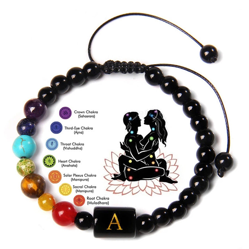 26-letter Seven-pulse Stone Yoga Bracelet Hand-woven