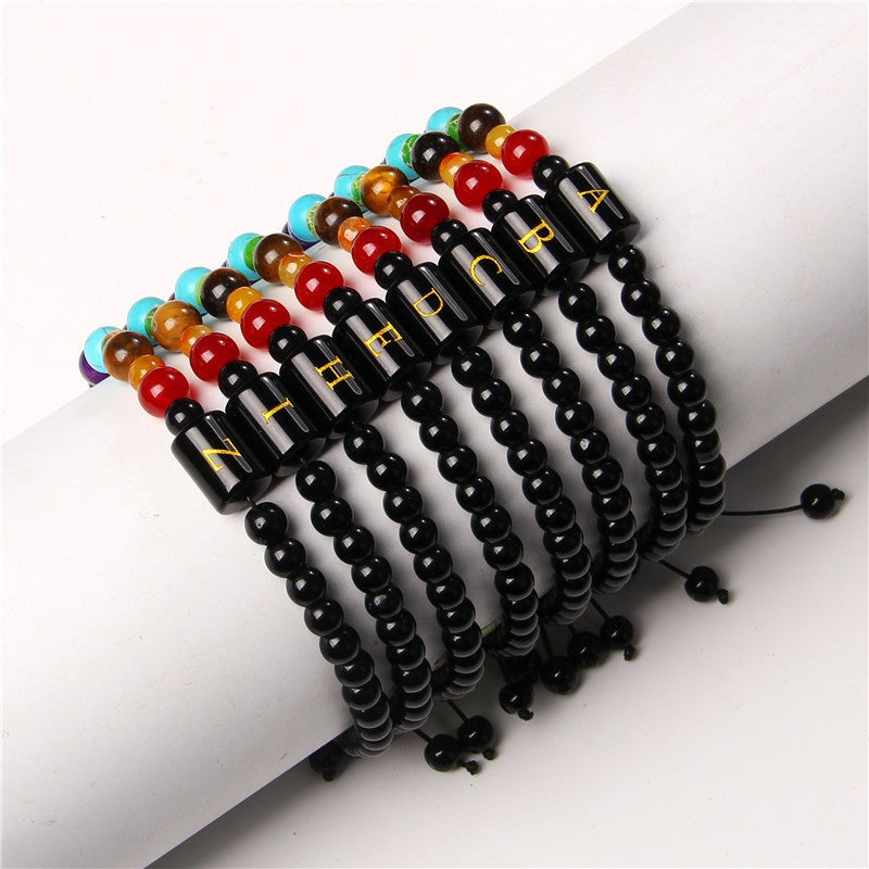 26-letter Seven-pulse Stone Yoga Bracelet Hand-woven