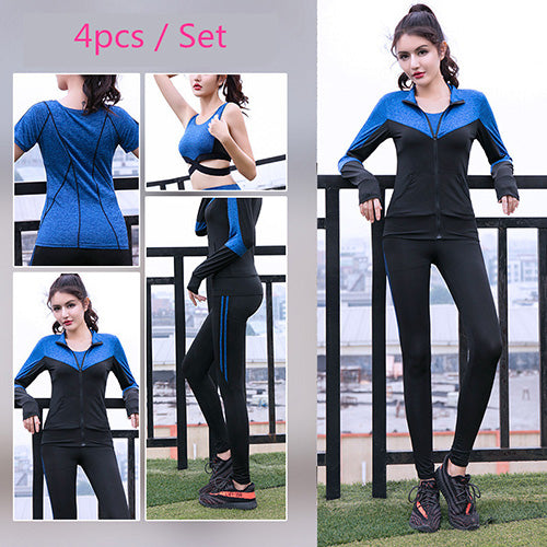 Women's Running Fitness Yoga Fitness Exercise Four piece Set