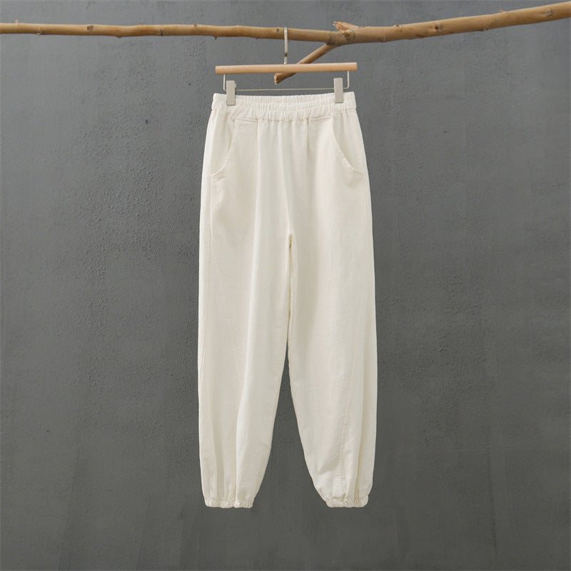 Women's Cotton And Linen Slub Casual Trousers Lantern Yoga Pants