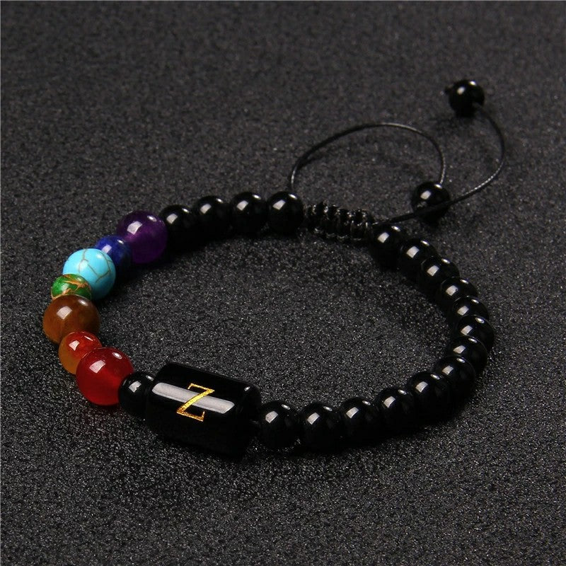 26-letter Seven-pulse Stone Yoga Bracelet Hand-woven
